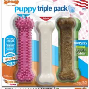 Nylabone Puppy Chew Variety Toy & Treat Triple Pack 3